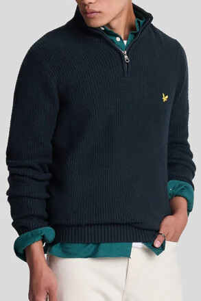 Lyle & Scott Shaker Stitch Quarter Zip Dark Navy