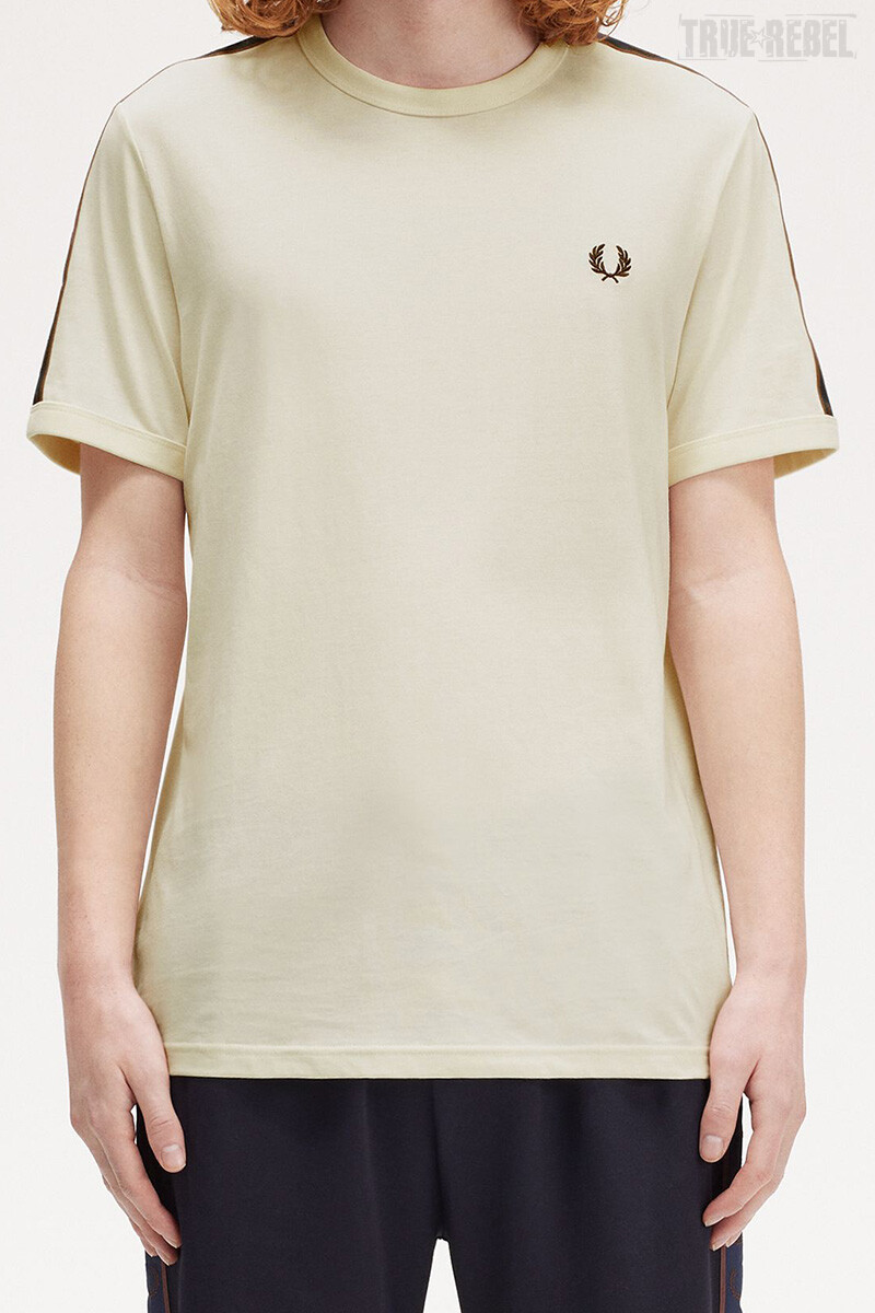 Fred Perry Contrast Tape Ringer T-Shirt Ecru Carrington...