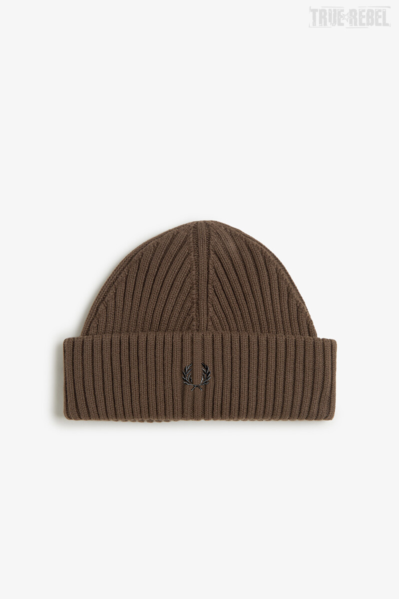 Fred Perry Cotton Rib Beanie Burnt Tobacco