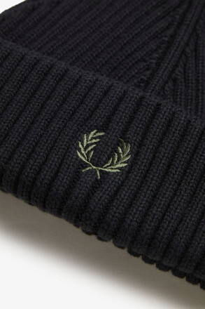 Fred Perry Cotton Rib Beanie Black