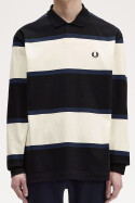 Fred Perry Striped Longsleeve Polo Ecru