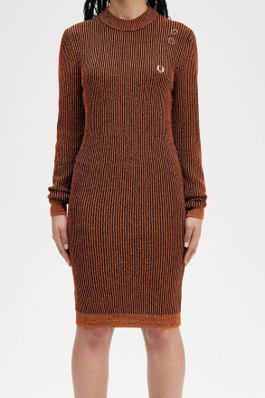 Fred Perry Amy Winehouse Metallic Ribbed Mock Neck Dress...