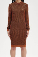 Fred Perry Amy Winehouse Metallic Ribbed Mock Neck Dress Marmalade