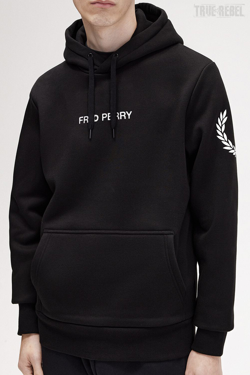 Fred Perry Double Branded Hoodie Black White