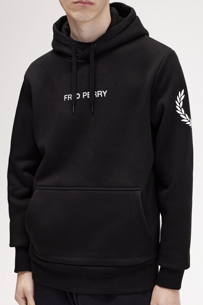 Fred Perry Double Branded Hoodie Black White