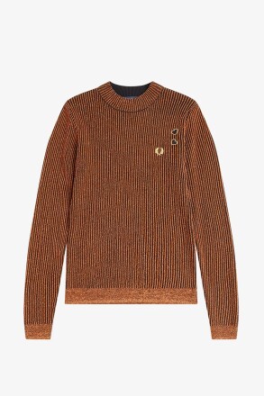 Fred Perry Amy Winehouse Metallic Ribbed Mock Neck Top Marmalade