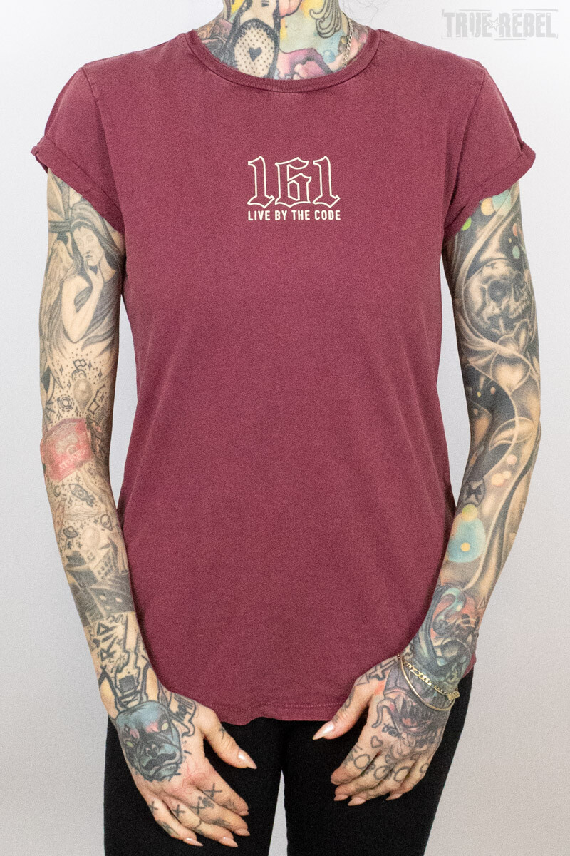 True Rebel Ladies Shirt LBTC Central Stone Burgundy