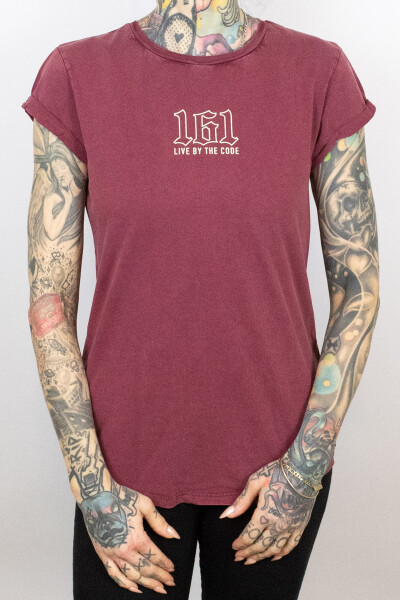 True Rebel Ladies Shirt LBTC Central Stone Burgundy