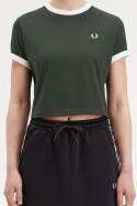 Fred Perry Ladies Cropped Ringer T-Shirt Court Green