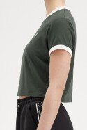 Fred Perry Ladies Cropped Ringer T-Shirt Court Green