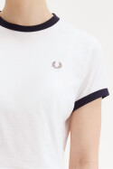 Fred Perry Ladies Cropped Ringer T-Shirt Snow White