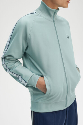 Fred Perry Taped Track Jacket Silver Blue