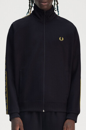 Fred Perry Contrast Tape Track Jacket Navy Honeycomb