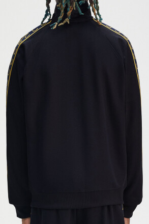 Fred Perry Contrast Tape Track Jacket Navy Honeycomb