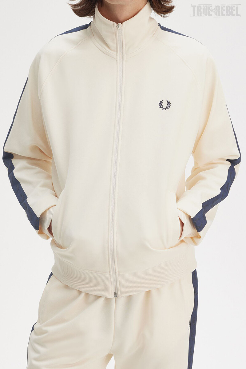 Fred Perry Contrast Tape Track Jacket Ecru Tennis Blue