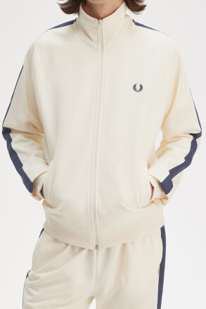 Fred Perry Contrast Tape Track Jacket Ecru Tennis Blue