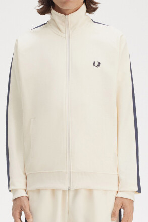 Fred Perry Contrast Tape Track Jacket Ecru Tennis Blue