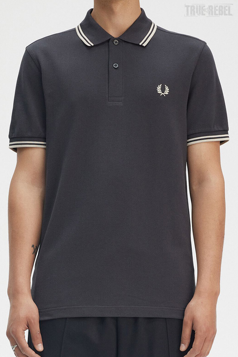 Fred Perry Twin Tipped Polo Shirt Anchor Grey Oarmeal