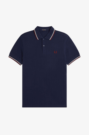 Fred Perry Twin Tipped Polo Shirt Tennis Blue Ecru Oxblood