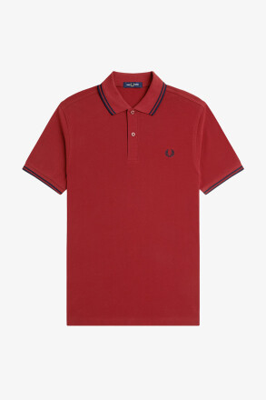 Fred Perry Twin Tipped Polo Shirt Burton Red Navy