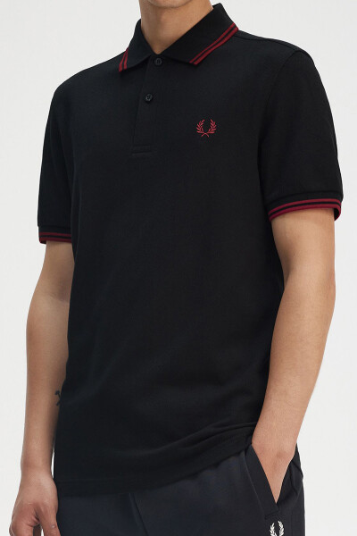 Fred Perry Twin Tipped Polo Shirt Black Burnt Red