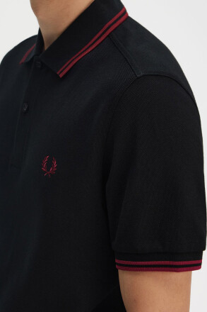 Fred Perry Twin Tipped Polo Shirt Black Burnt Red