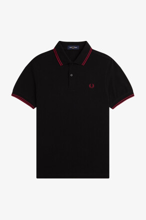 Fred Perry Twin Tipped Polo Shirt Black Burnt Red