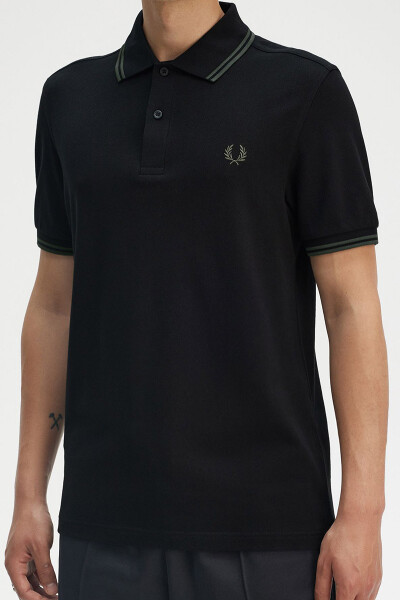 Fred Perry Twin Tipped Polo Shirt Black Court Green