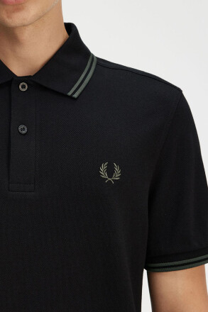 Fred Perry Twin Tipped Polo Shirt Black Court Green