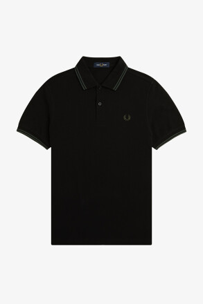 Fred Perry Twin Tipped Polo Shirt Black Court Green