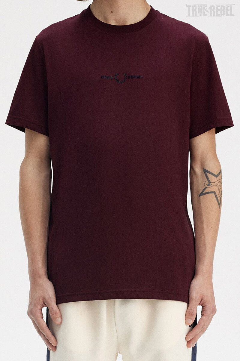 Fred Perry Embroidered T-Shirt Oxblood Navy