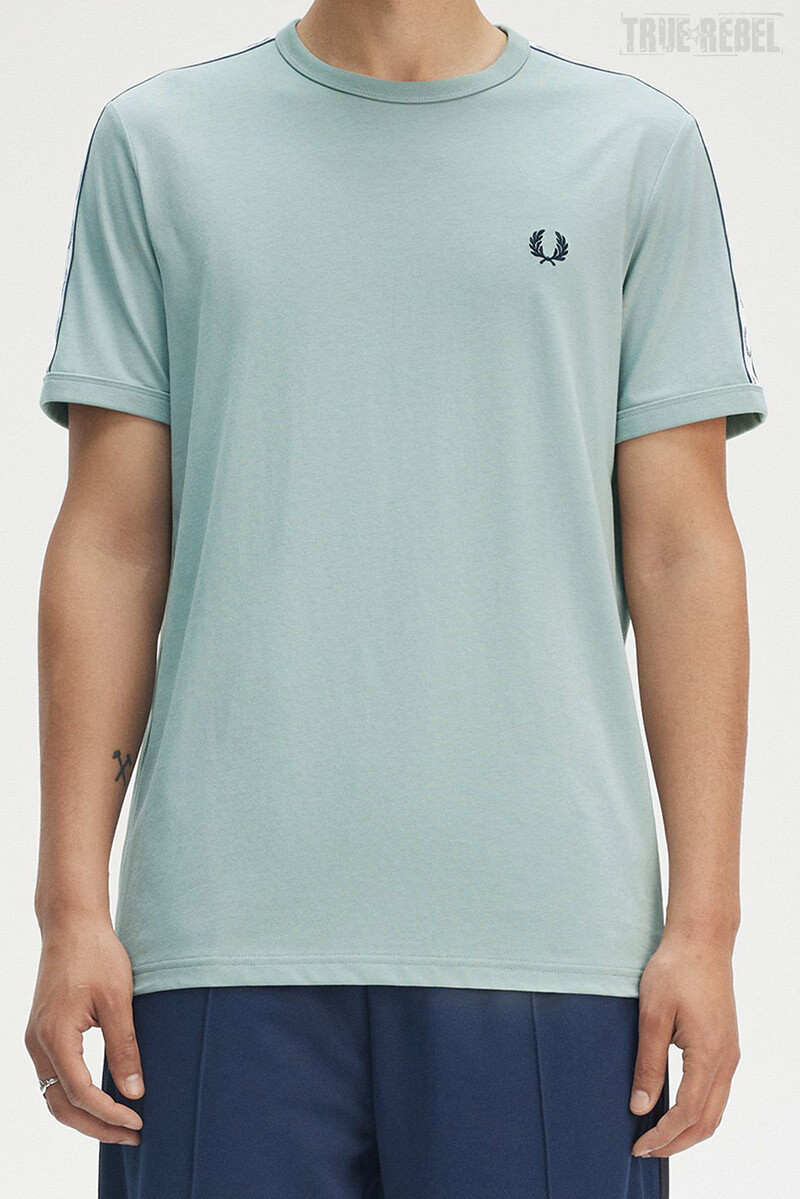 Fred Perry Taped Ringer T-Shirt Silver Blue Navy