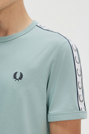 Fred Perry Taped Ringer T-Shirt Silver Blue Navy