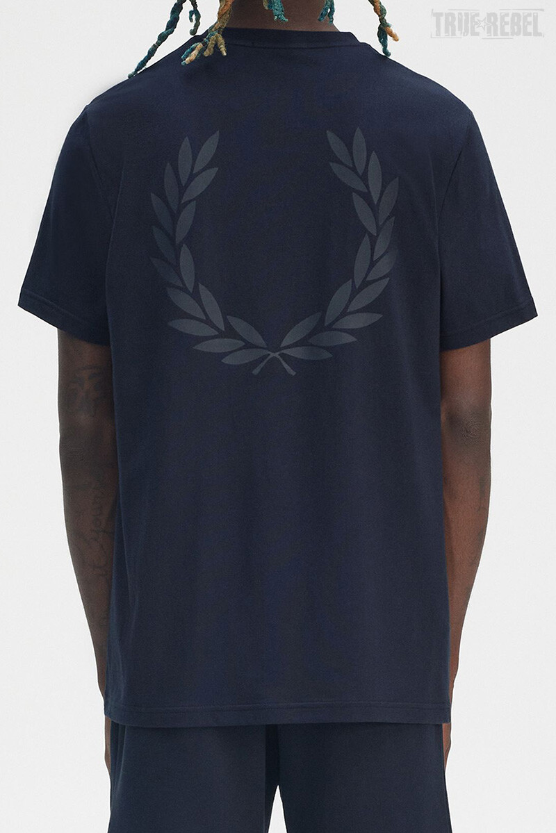 Fred Perry Rear Powder Laurel Graphic T-Shirt Navy