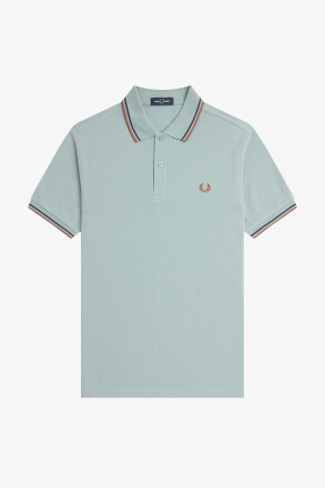 Fred Perry Twin Tipped Polo Shirt Silver Blue Tennis Blue