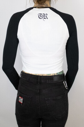 True Rebel Cropped Longsleeve Vatos Locos Outline White Black