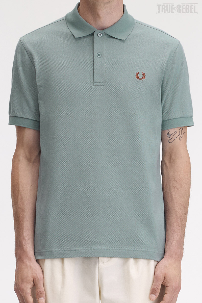 Fred Perry Polo Shirt Silver Blue Cinnamon