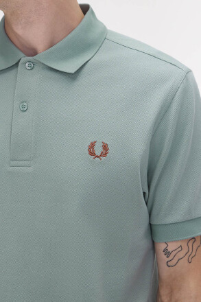 Fred Perry Polo Shirt Silver Blue Cinnamon