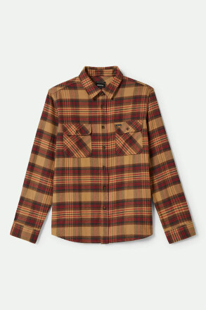 Brixton Bowery Flannel Shirt Curry Washed Black Crimson