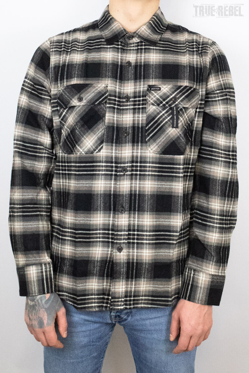 Brixton Bowery Flannel Shirt Black Charcoal Beige