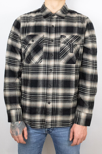 Brixton Bowery Flannel Shirt Black Charcoal Beige