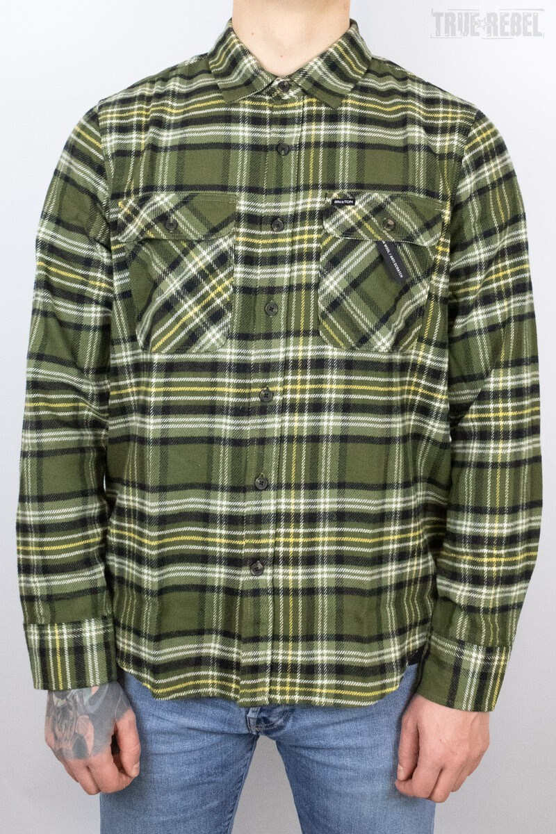 Brixton Bowery Flannel Shirt Ivy Green Olive Surplus