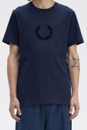 Fred Perry Textured Laurel Wreath T-Shirt Tennis Blue S