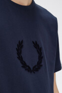 Fred Perry Textured Laurel Wreath T-Shirt Tennis Blue M