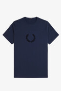 Fred Perry Textured Laurel Wreath T-Shirt Tennis Blue M