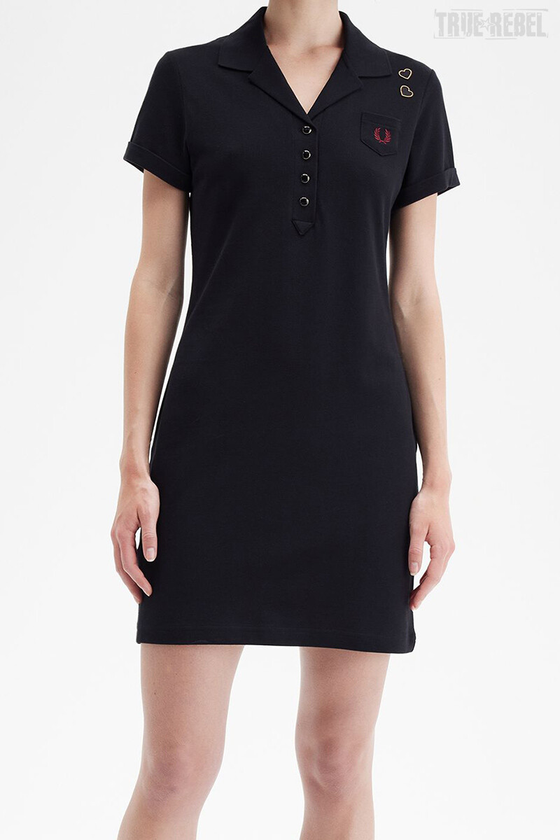 Fred Perry Amy Winehouse Pocket Detail Pique Dress Black