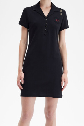 Fred Perry Amy Winehouse Pocket Detail Pique Dress Black