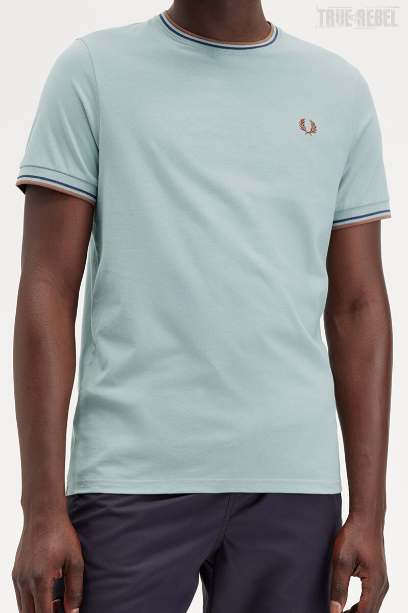 Fred Perry Twin Tipped T-Shirt Silver Blue Tennis Blue