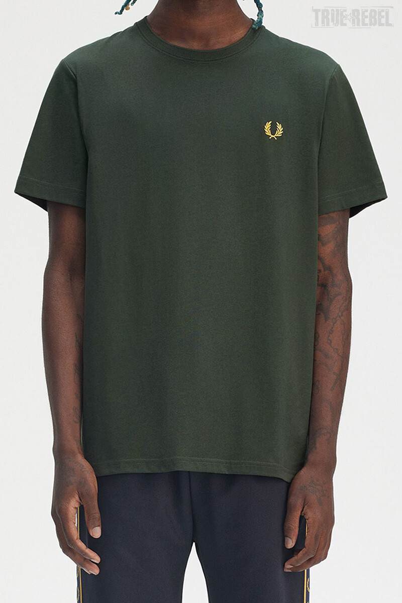 Fred Perry Crew Neck T-Shirt Court Green Honeycomb