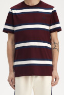 Fred Perry Bold Stripe T-Shirt Oxblood Navy